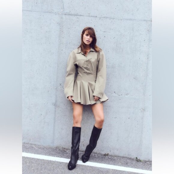ZARA SHORT VOLUMINOUS SHIRT DRESS - Picture 1 of 9